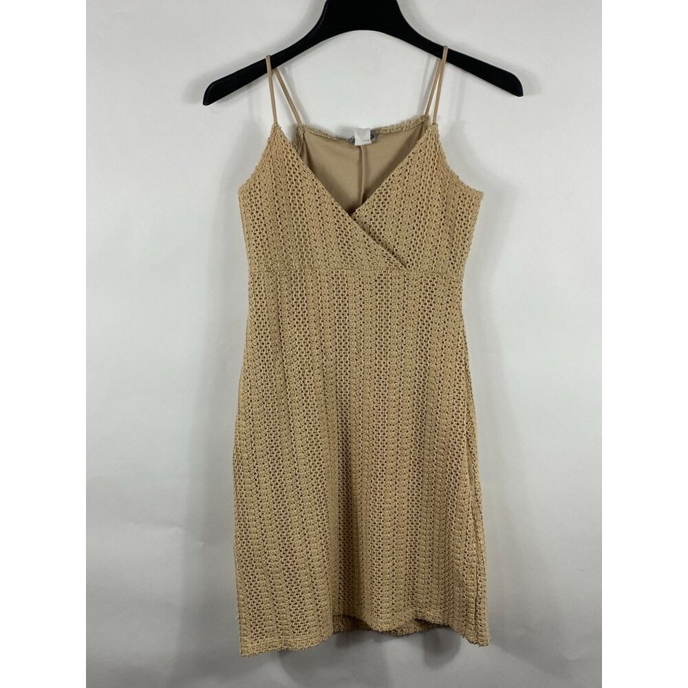 Vintage Rave Crochet A-Line Dress Tan Size Small Women's Made in USA F136